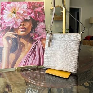 Coach Cream lizard Embossed Crossbody Bag